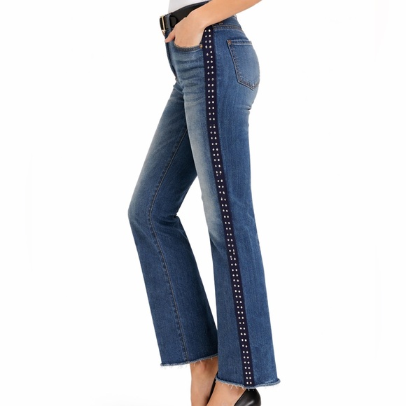 Veronica Beard Ines Stud Detail Crop Jeans - Picture 2 of 14
